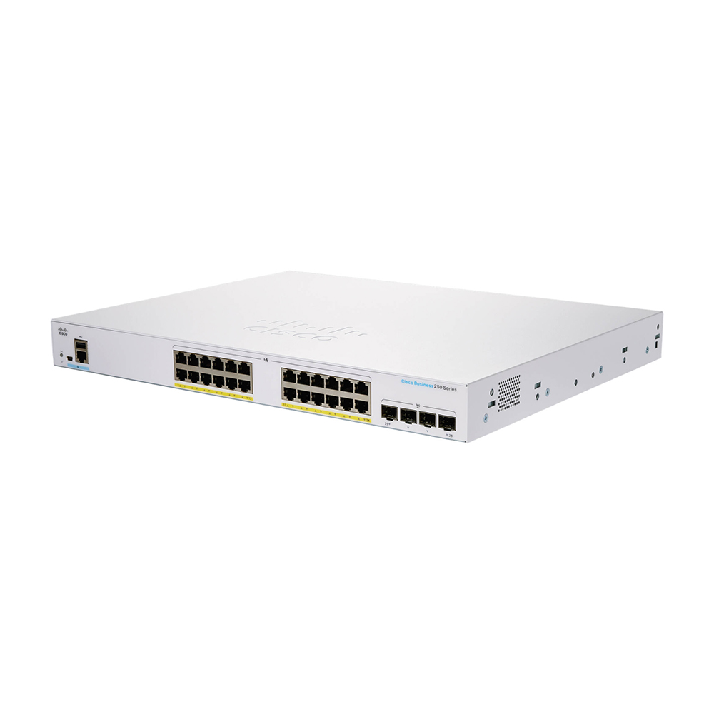 Cisco / CBS250-24FP-4G / 24 Port Gigabit ( 24 POE - 370 W ) & 4 x 1GE SFP Smart Switch